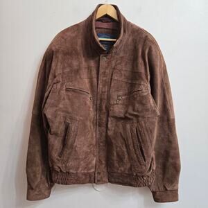 Weekends Mens Vintage 90s Brown Leather Suede Bomber Aviator Flight Jacket XL